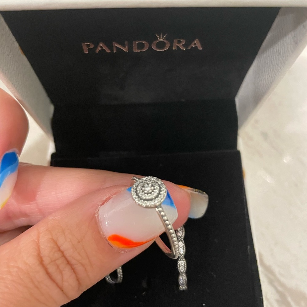 Authentic Pandora 3 set stackable rings - Picture 3 of 4